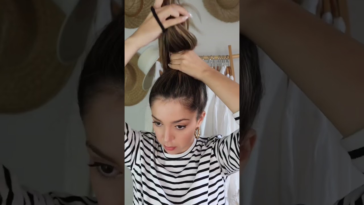 Astuce coiffure: chignon haut 🖤 hairstyle hack : high bun #hairhack #astucecoiffure #tutocoiffure